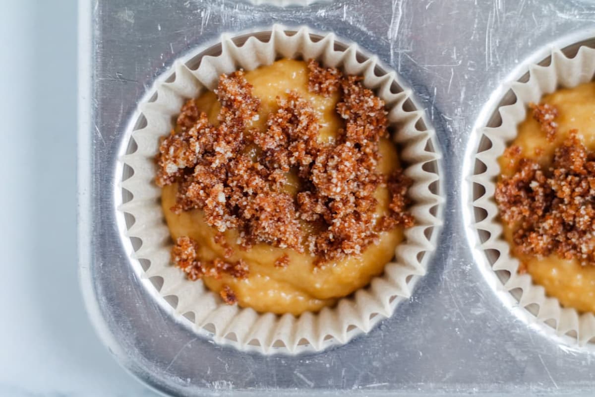 Batter in a muffin pan.