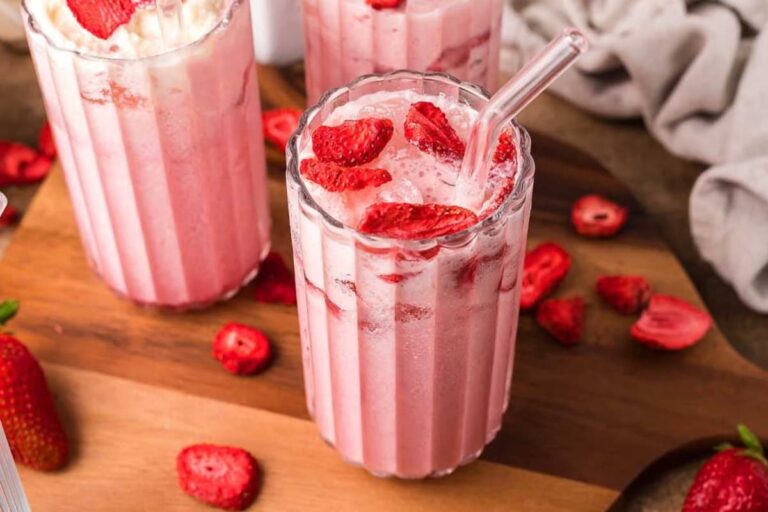 Glasses of Starbucks Copycat Pink Drink.