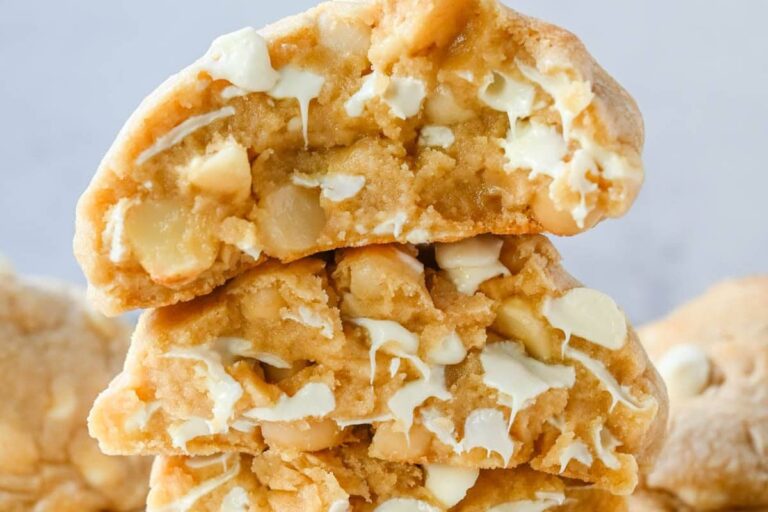 A dish of Levain bakery white chocolate cookies.