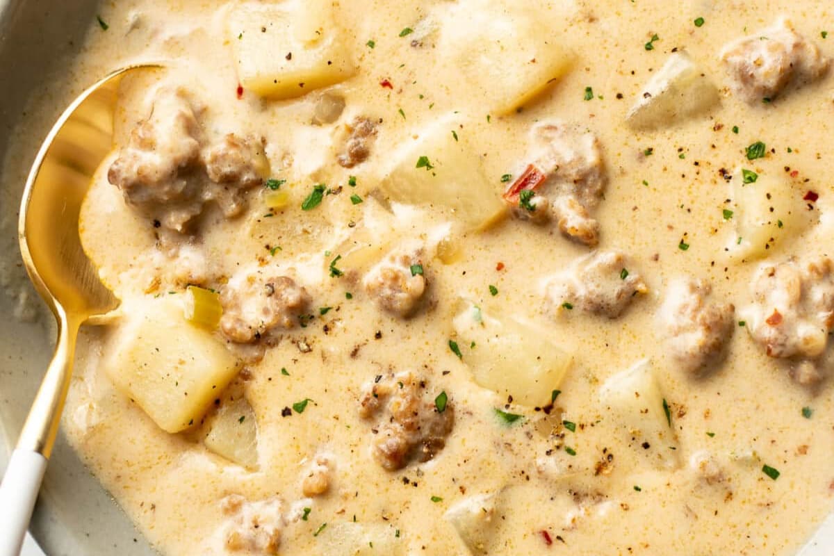A bowl of Creamy Italian Sausage Soup.