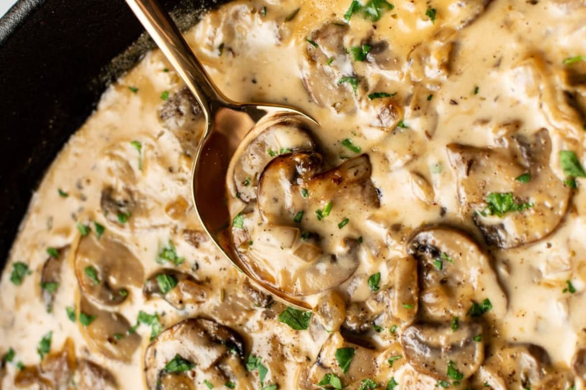 A dish of Creamy Mushroom Sauce.