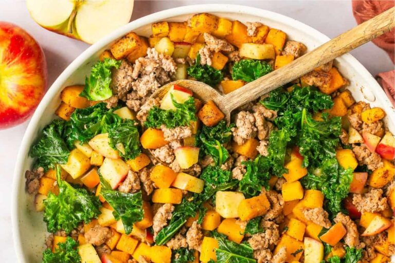 A dish of Easy Butternut Squash Hash.