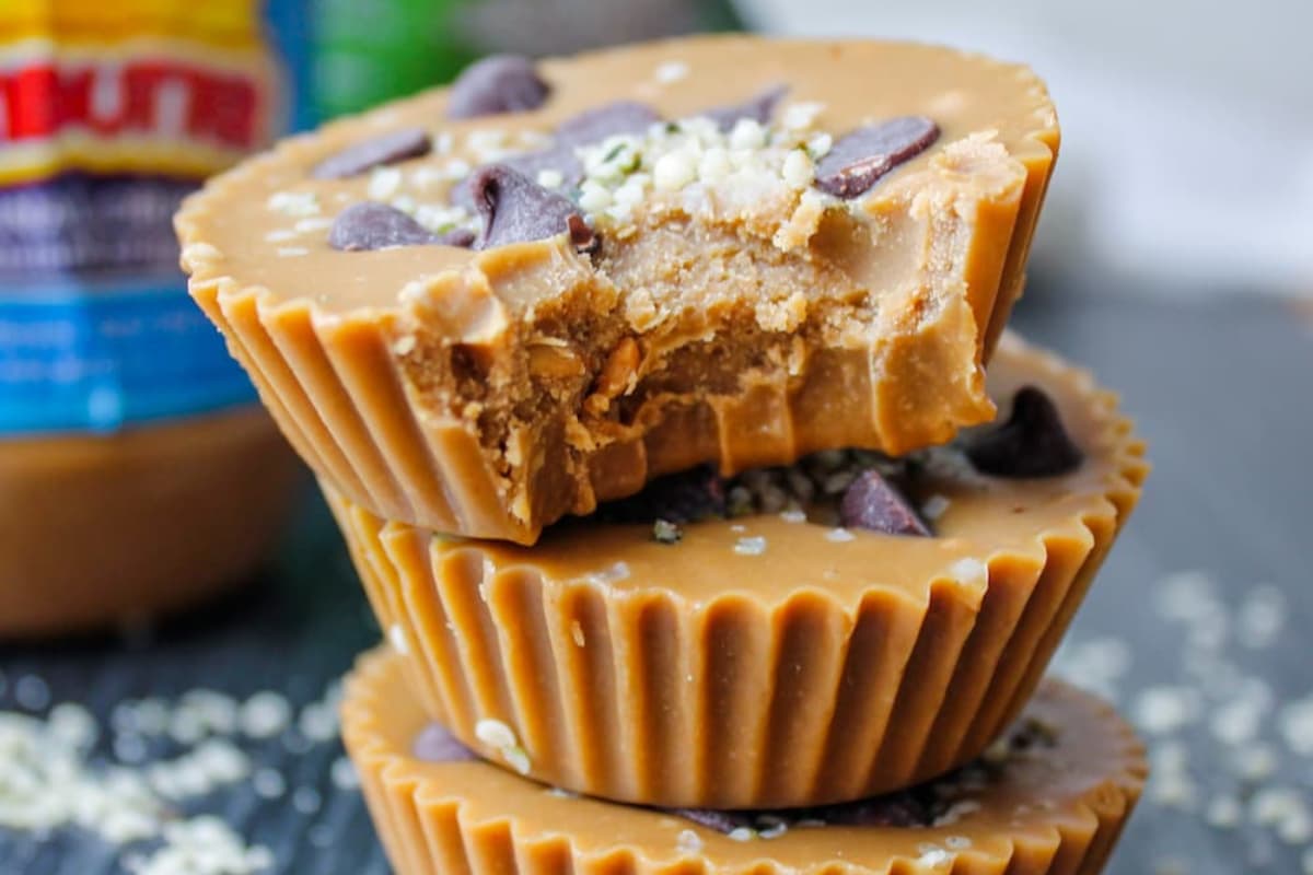 A plate of Sunbutter Cups with Chocolate Chips.