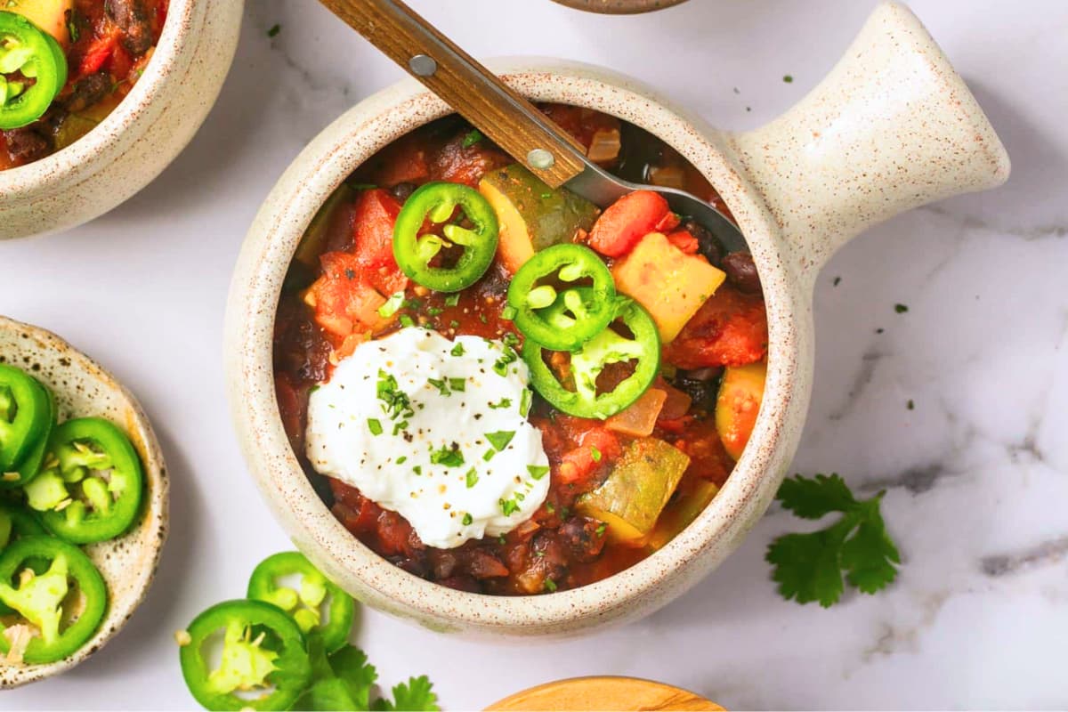 A bowl of Black Bean Chili (Slow Cooker).