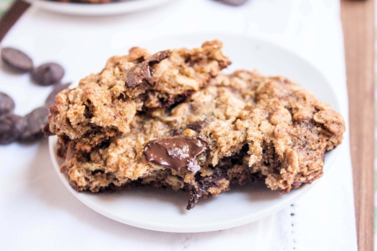 A plate of Chickpea Chocolate Chip Cookies.