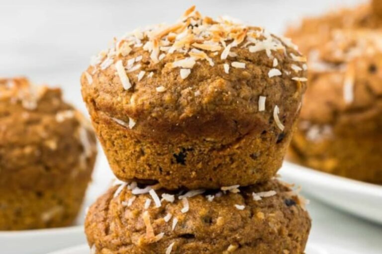A plate of Whole Wheat Sweet Potato Muffins.