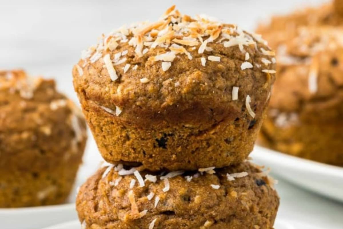A plate of Whole Wheat Sweet Potato Muffins.