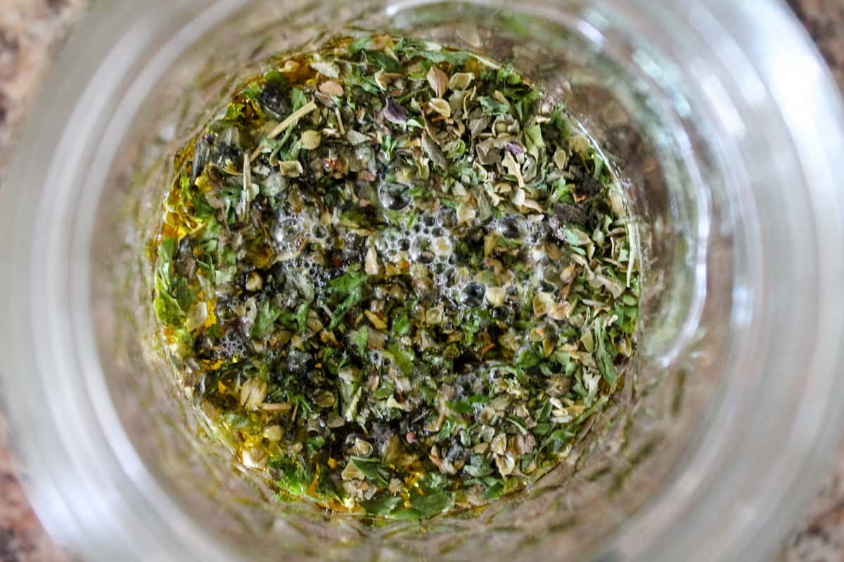 Ingredients in a jar.