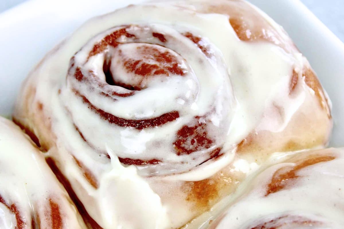 A plate of Homemade Keto Cinnamon Rolls.