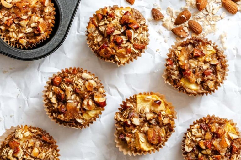 A plate of Apple Crisp Oatmeal Muffins.