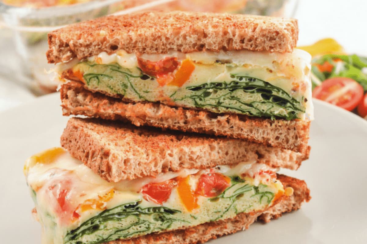 A plate of Make Ahead Veggie Breakfast Sandwiches.