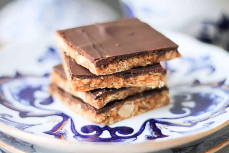 A plate of Toasted Cashew Candy Bars.