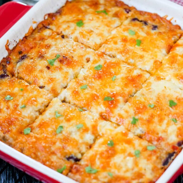 A dish of rice and bean casserole.