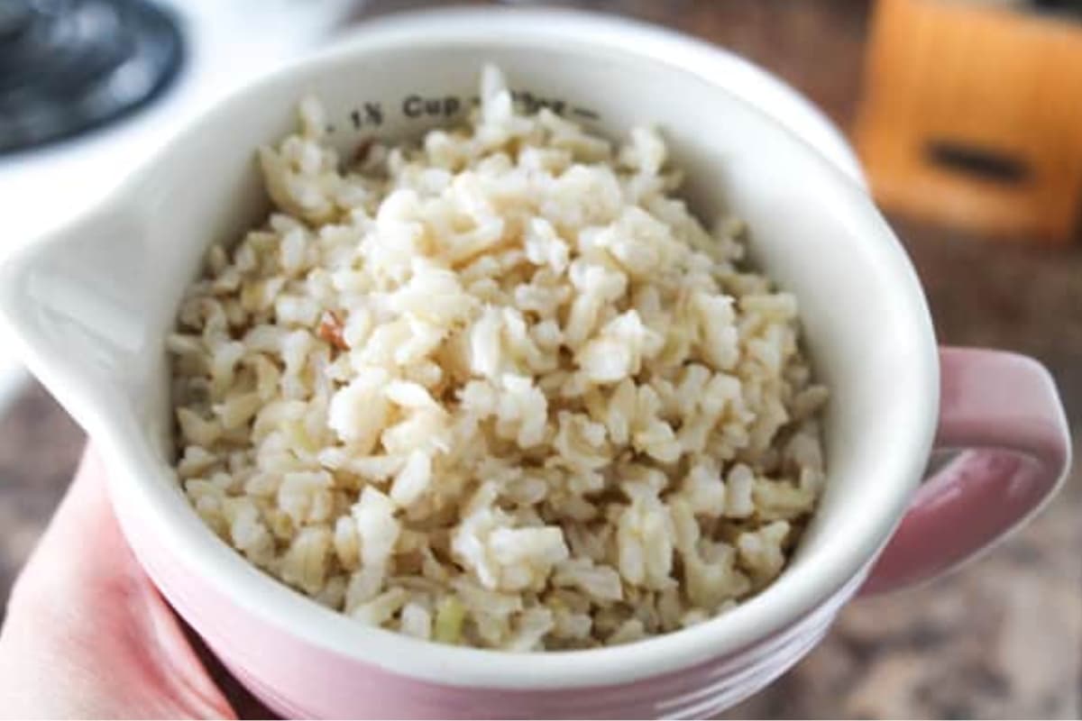 A bowl of cooked rice.