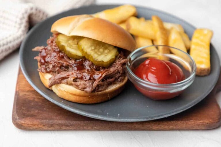 A plate of Slow Cooker Barbecue Beef.