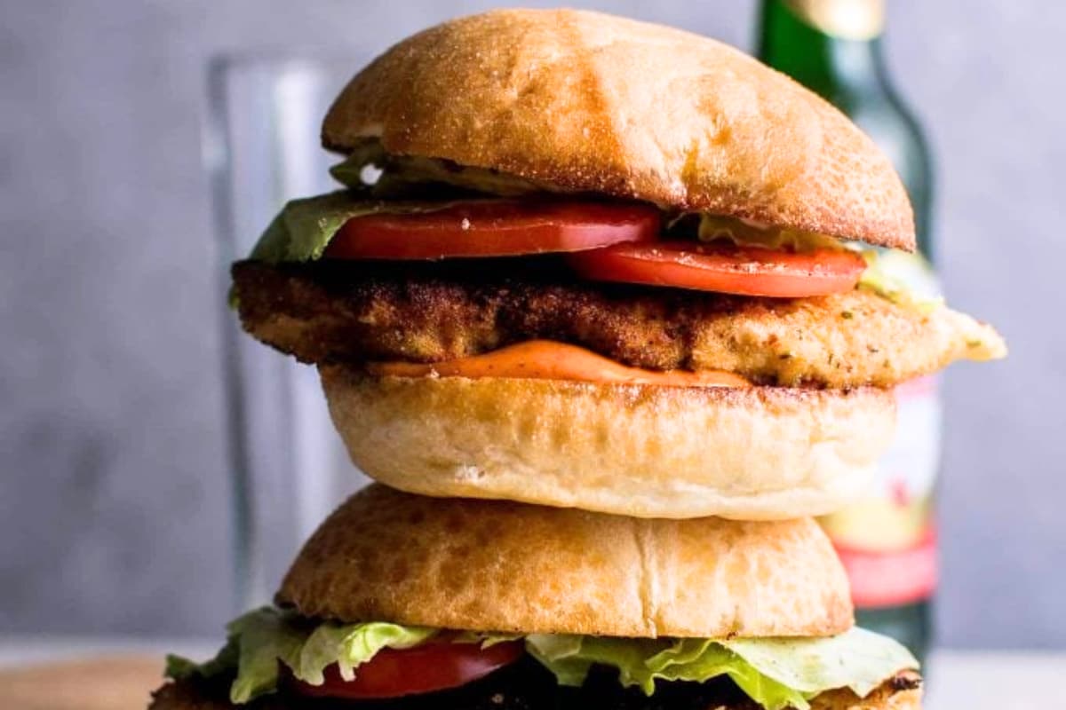 A plate of Spicy Breaded Fried Chicken Sandwich.