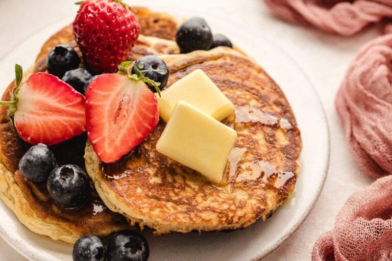 A plate of Sweet Cream Pancakes.