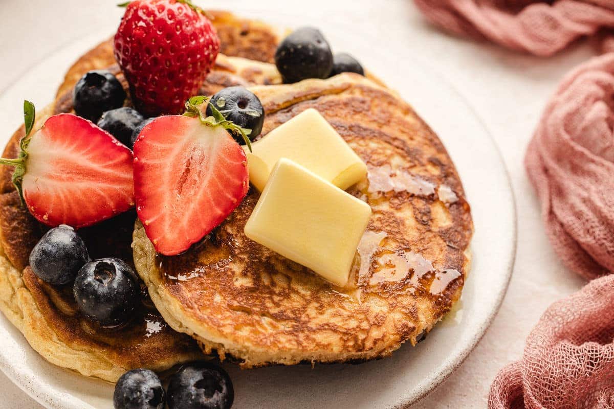 A plate of Sweet Cream Pancakes.