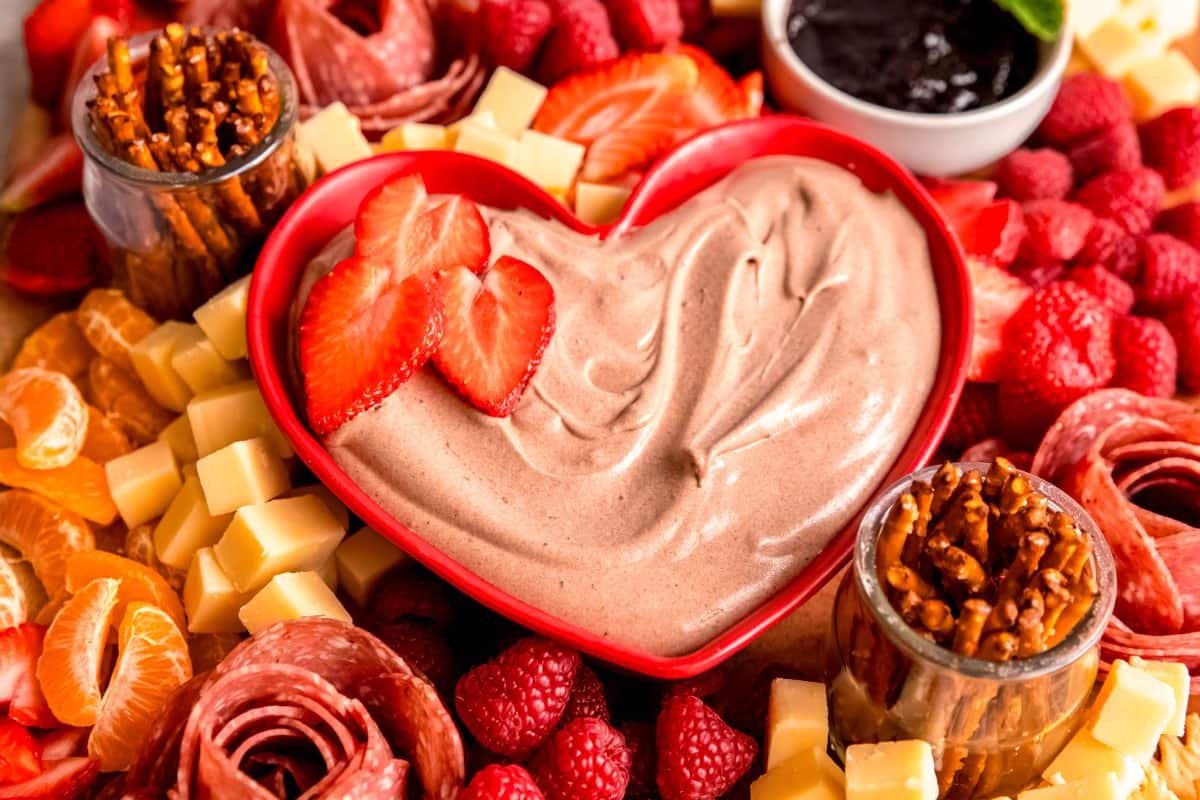 A platter of Valentine’s Day Charcuterie Board.