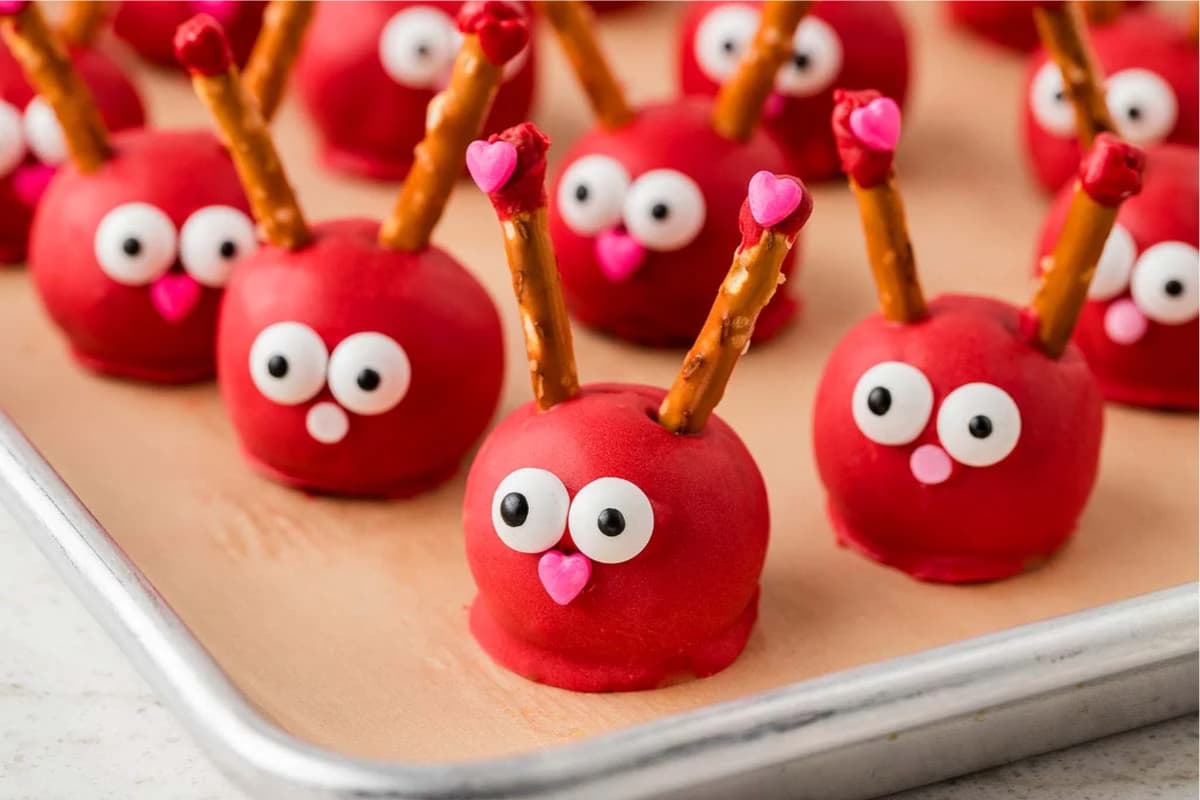 A dish of Love Bug Cake Balls.
