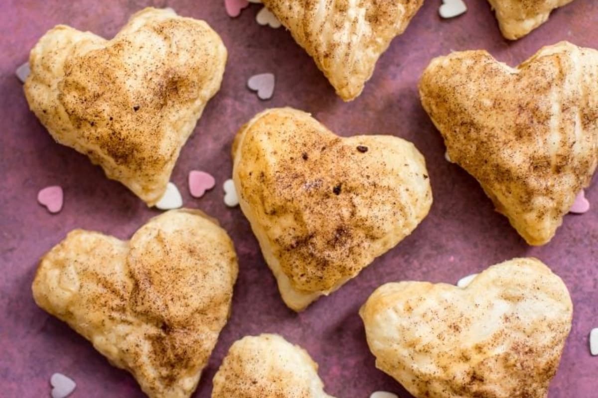 A plate of Puff Pastry Hearts.