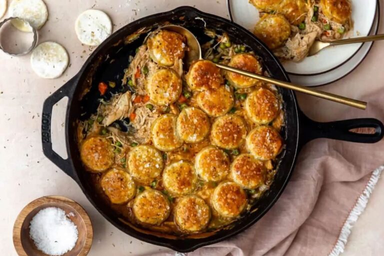A dish of Cast Iron Chicken Pot Pie.