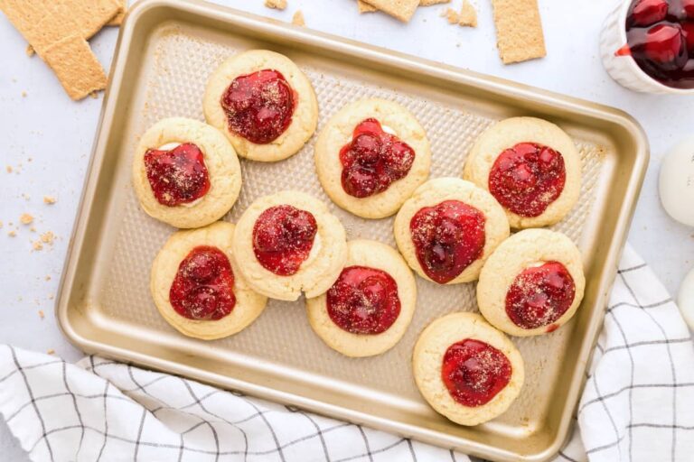 A pan of Cherry Cheesecake Cookies.