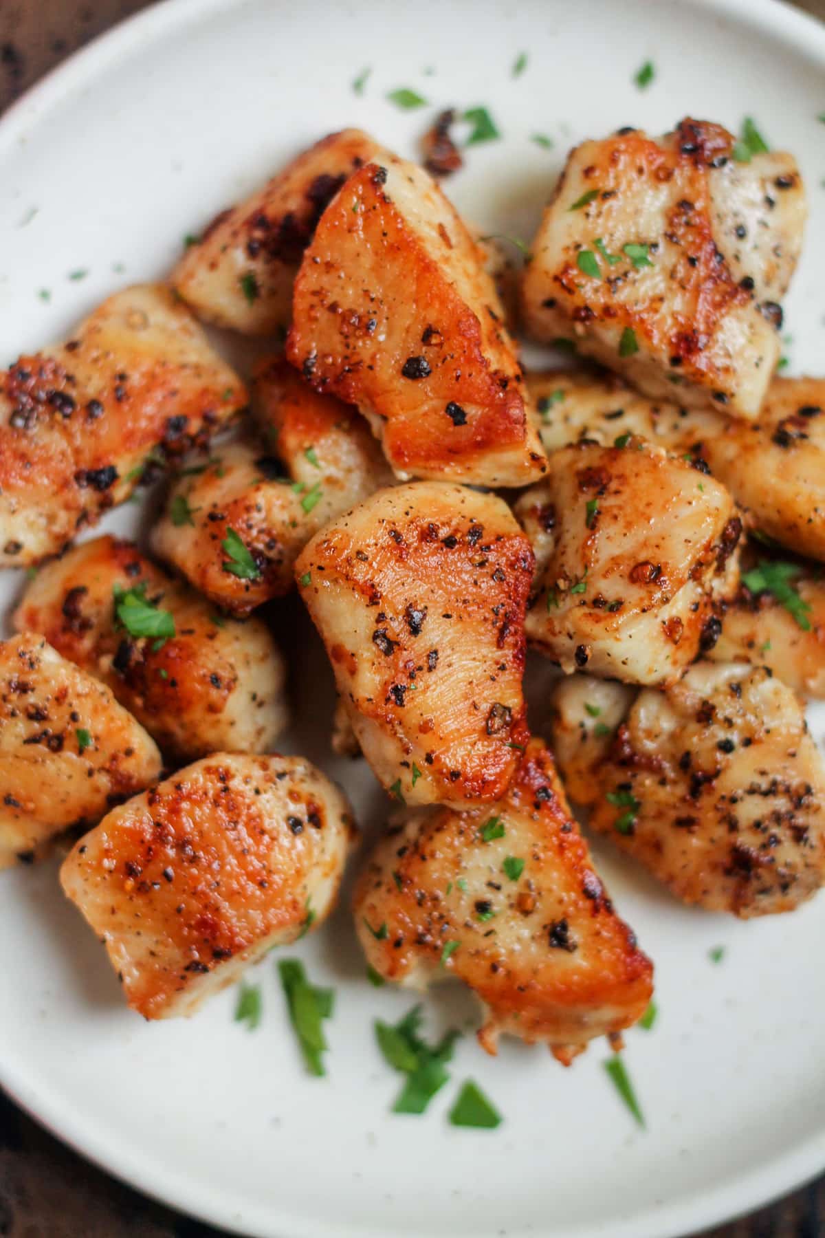A plate of chicken bites.