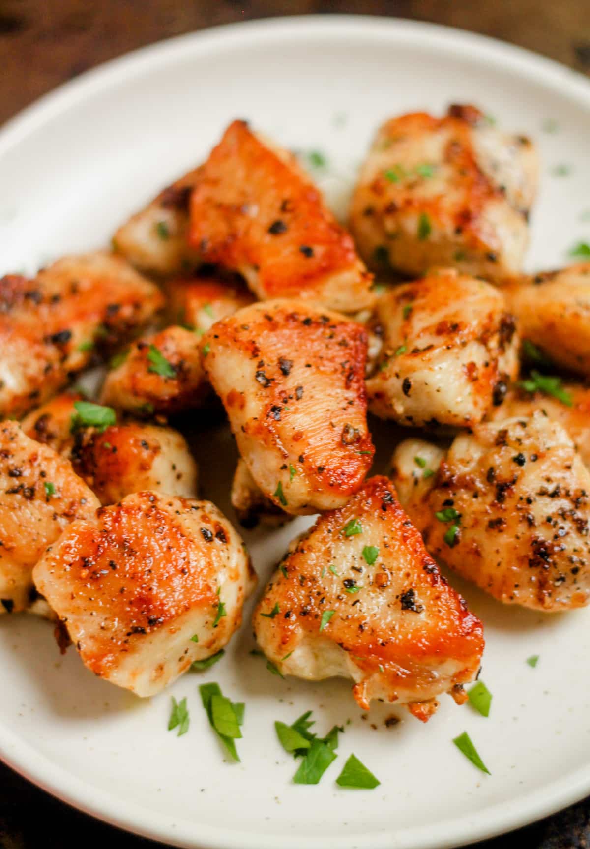 A plate of chicken bites.