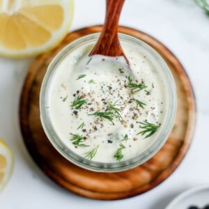 A jar of dairy-free ranch dressing.
