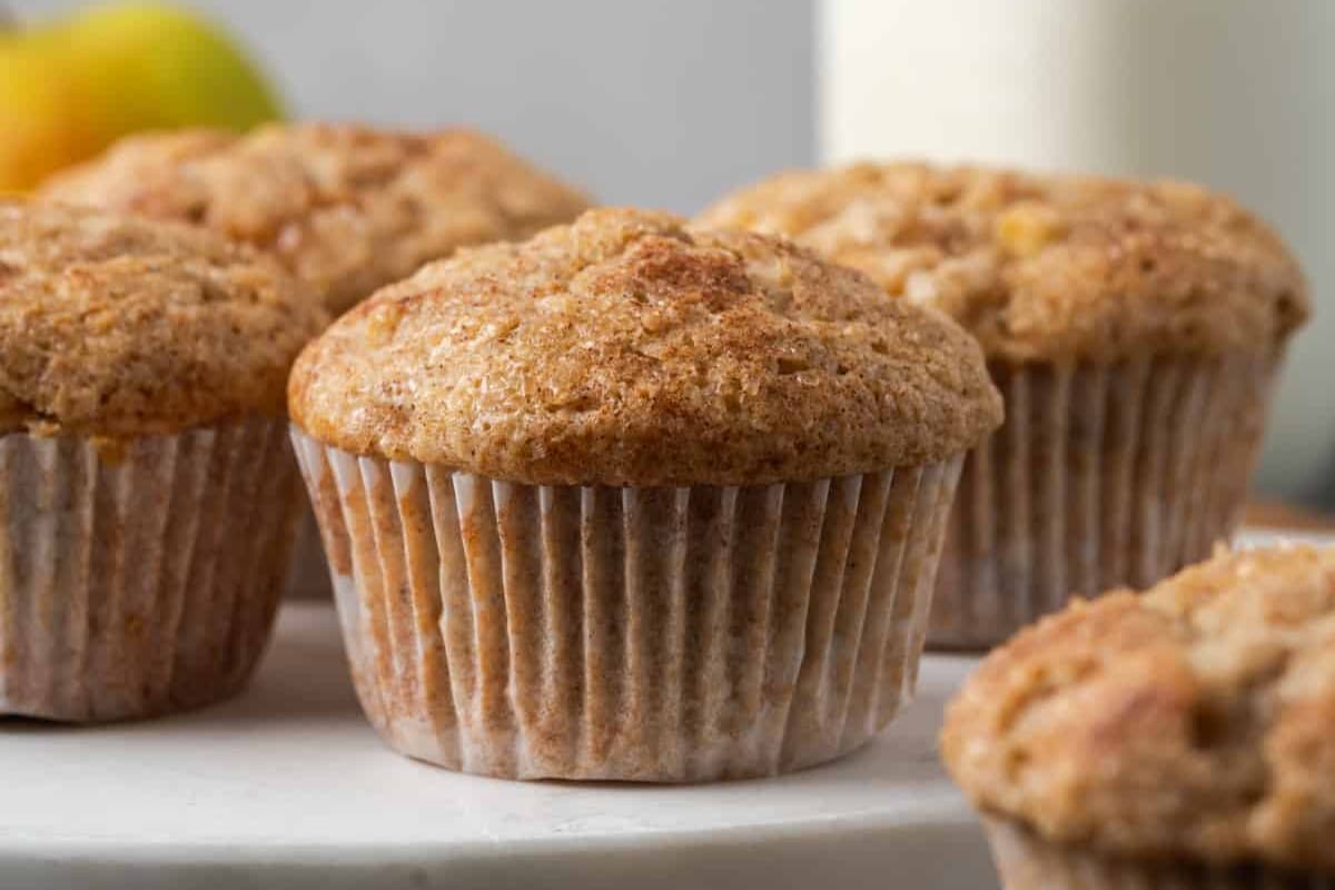 A plate of Easy Apple Banana Muffins.