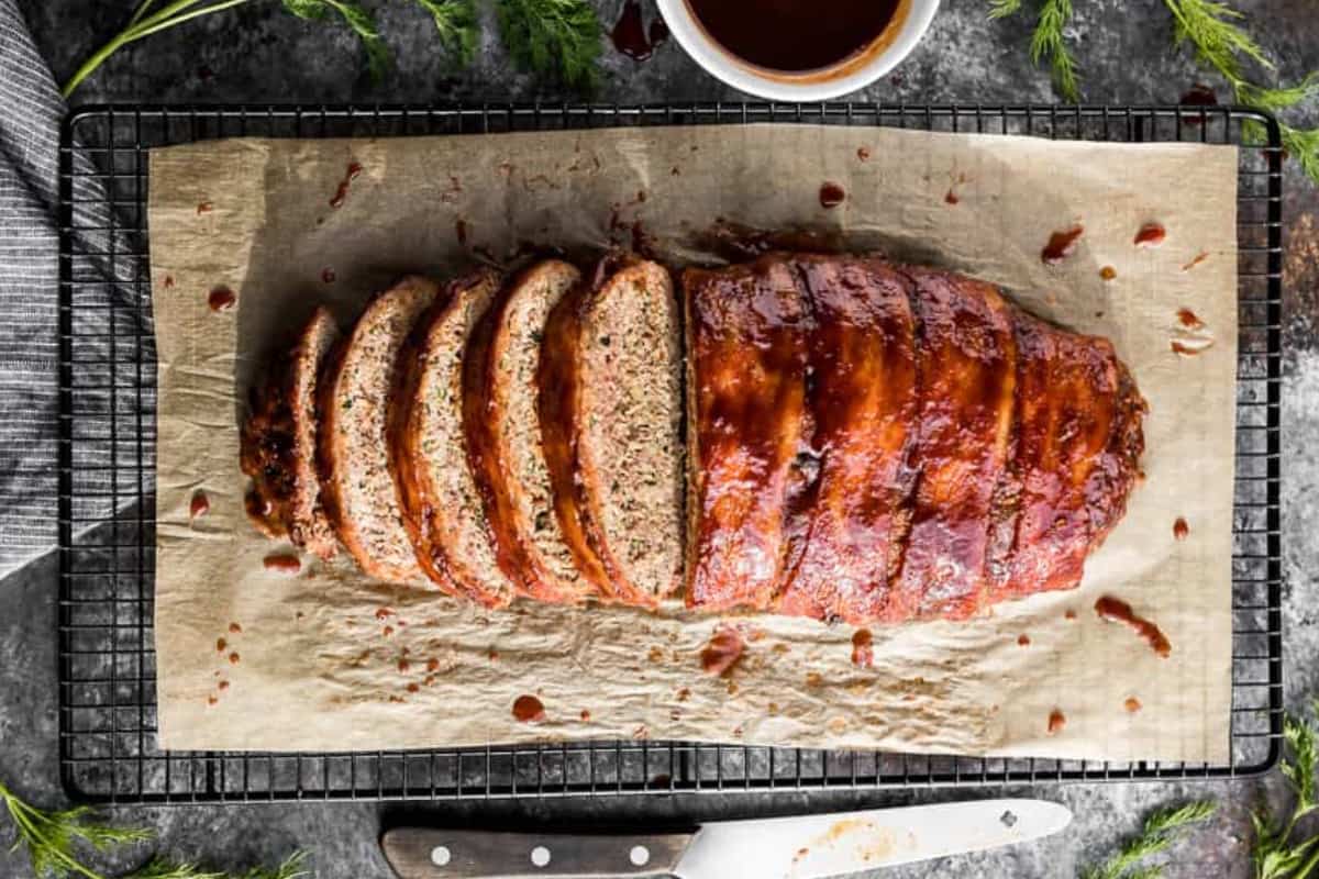 A board of Bacon Wrapped Ranch Meatloaf.