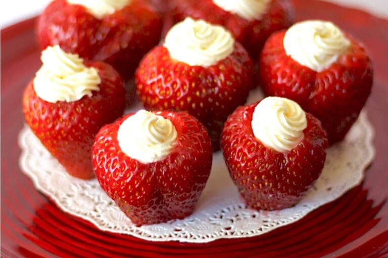 A plate of Cheesecake Strawberries.