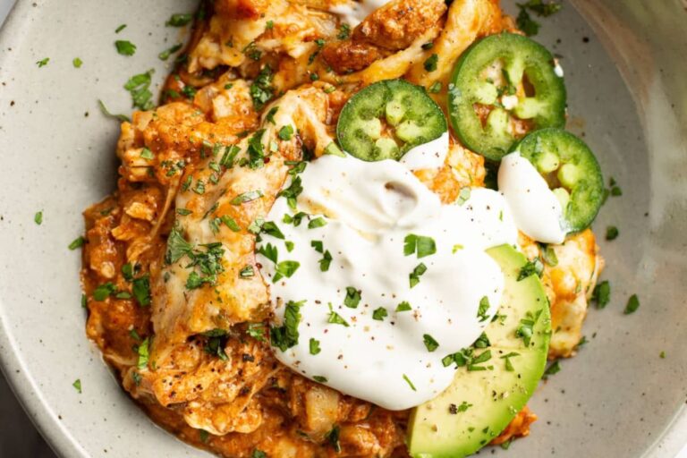 A dish of Chicken Enchilada Skillet.