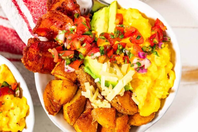 A dish of Protein Breakfast Bowls.