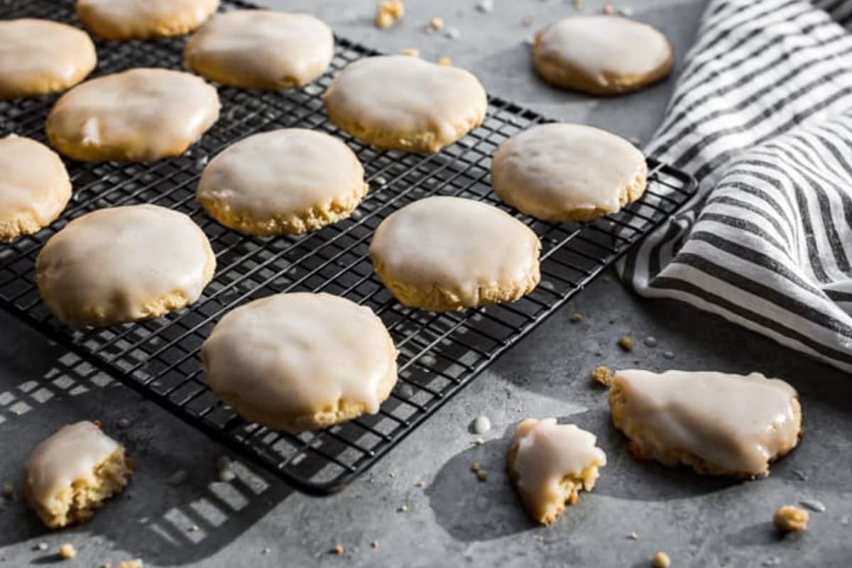 A rack of Glazed Paleo ‘Sugar’ Cookies.