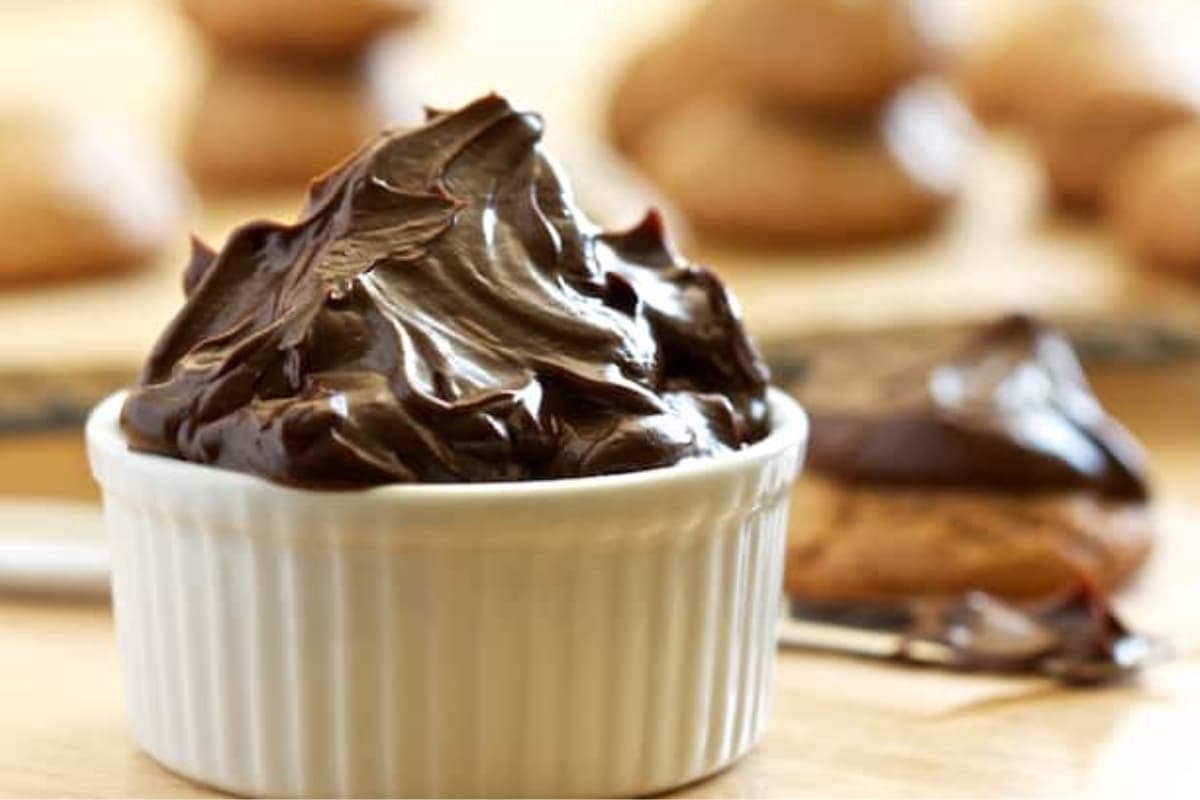 A dish of Chocolate Fudge Frosting.