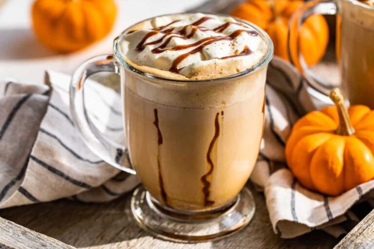 A mug of Pumpkin Chai Latte.