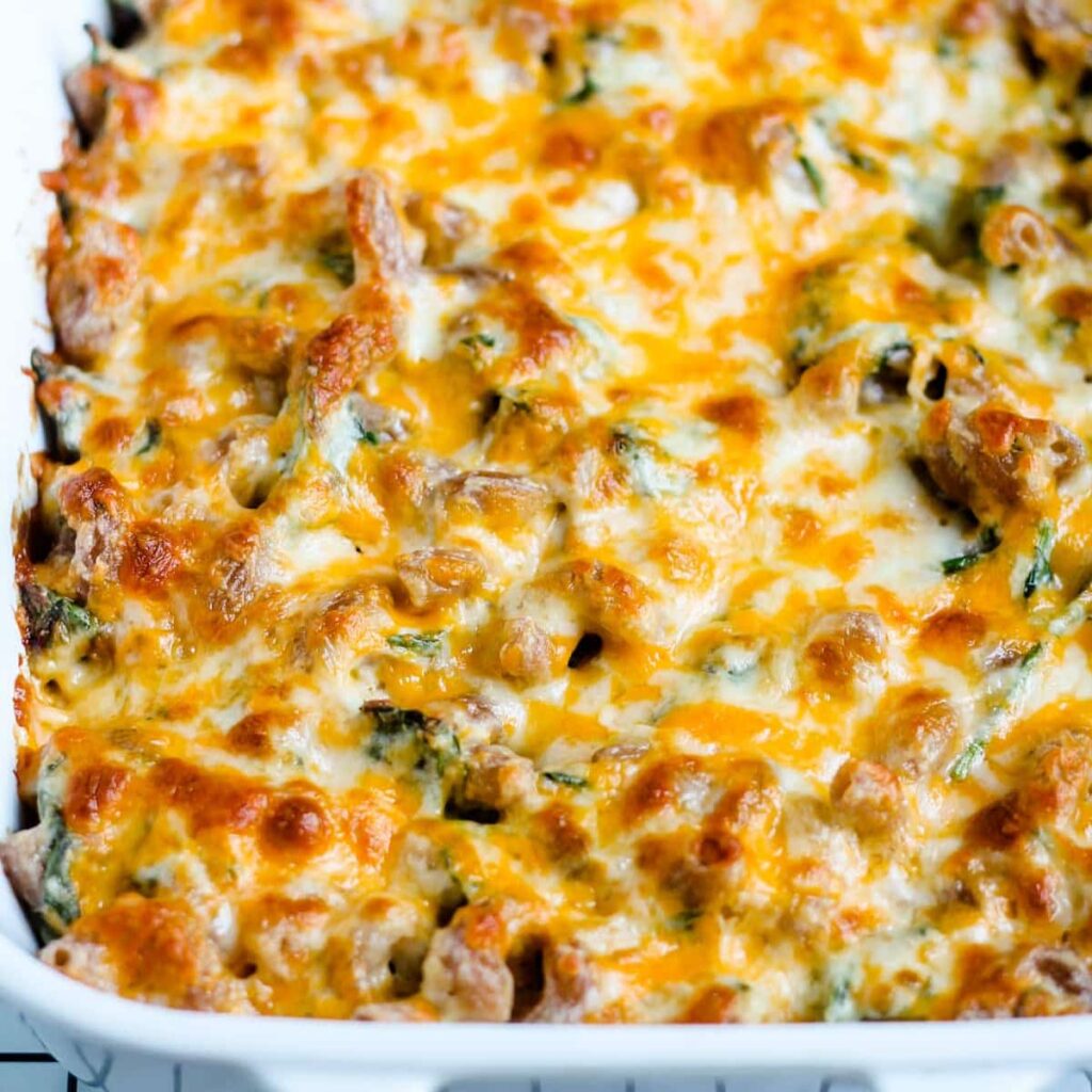 A dish of healthy tuna casserole.
