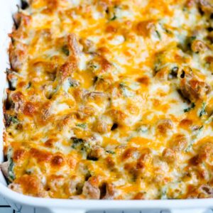 A dish of healthy tuna casserole.