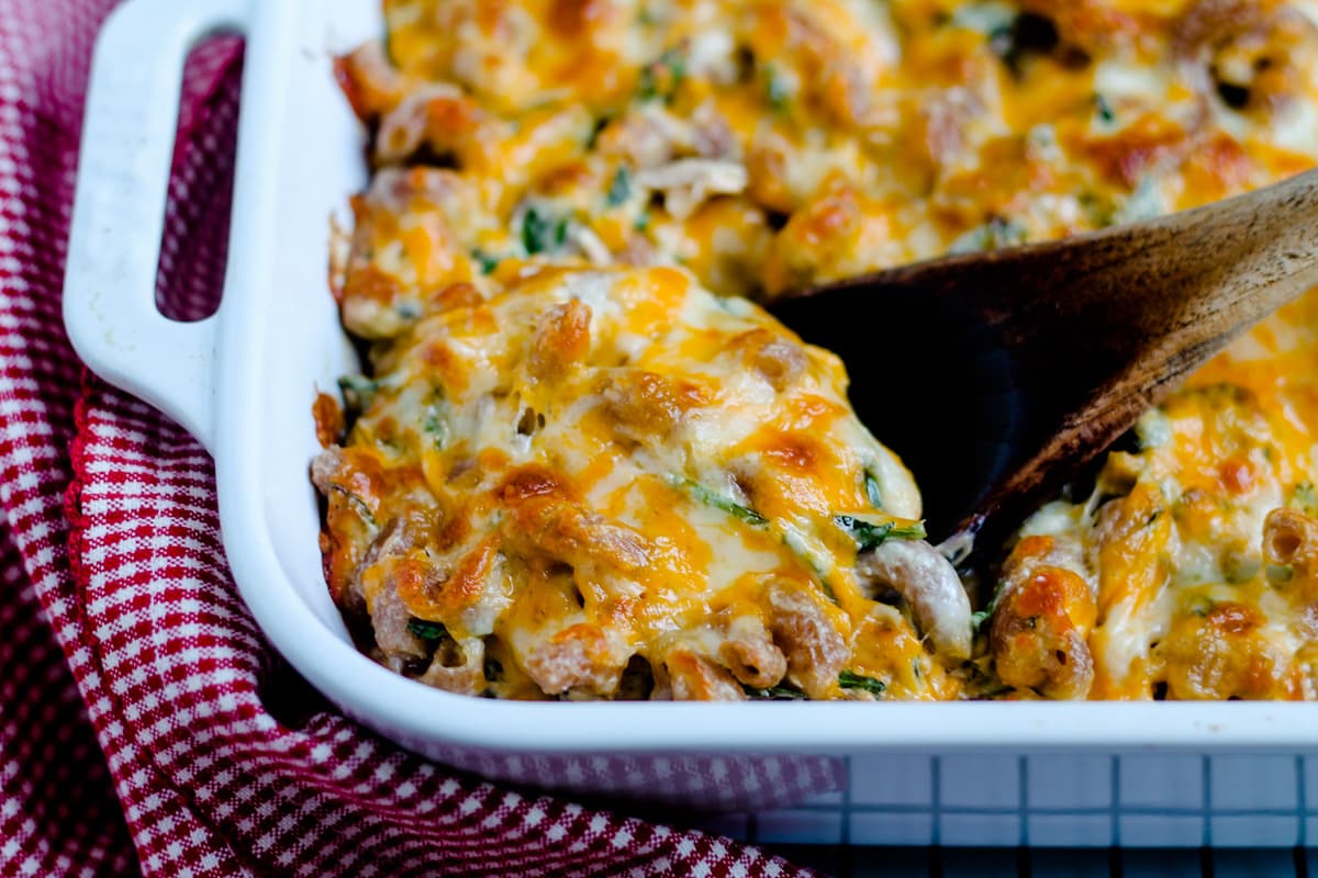 A dish of healthy tuna casserole.