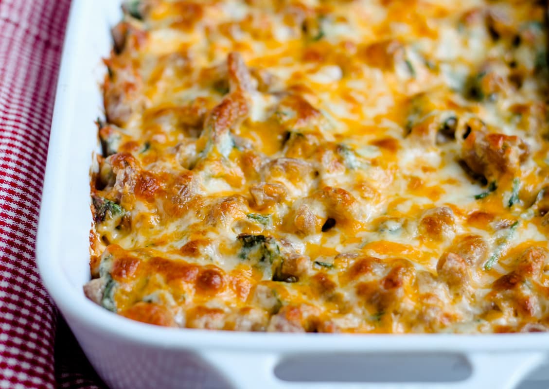 A dish of healthy tuna casserole.