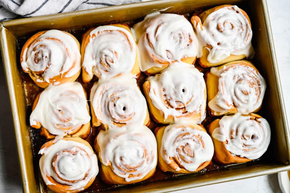 A dish of Honey Buns.