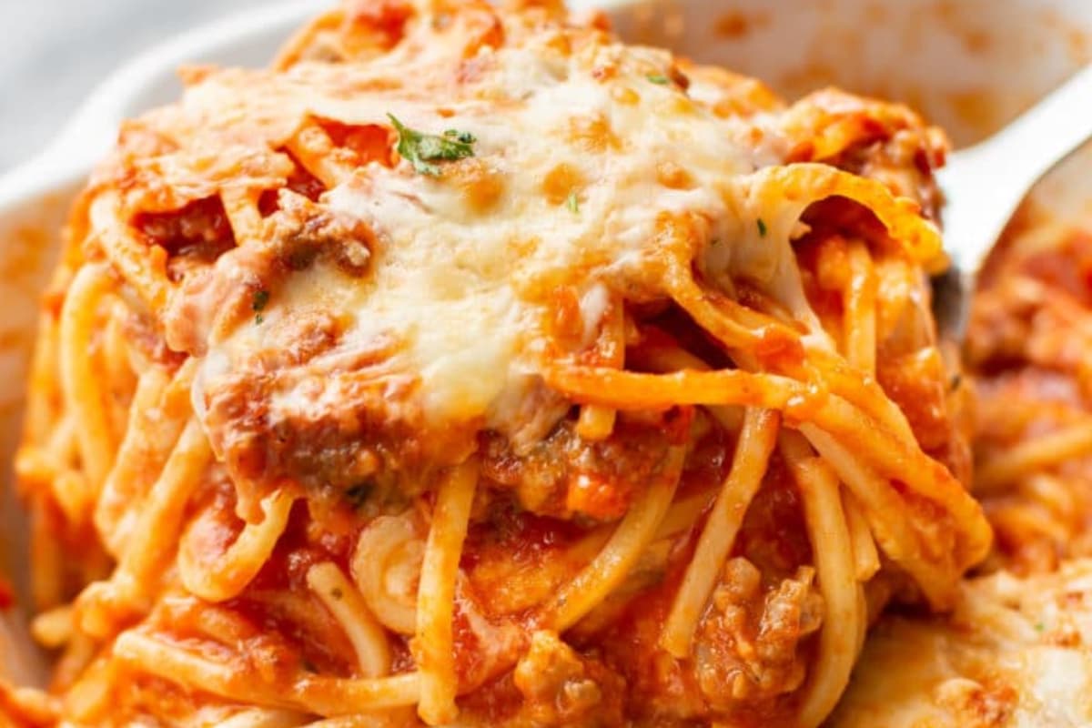 A dish of Million Dollar Spaghetti.