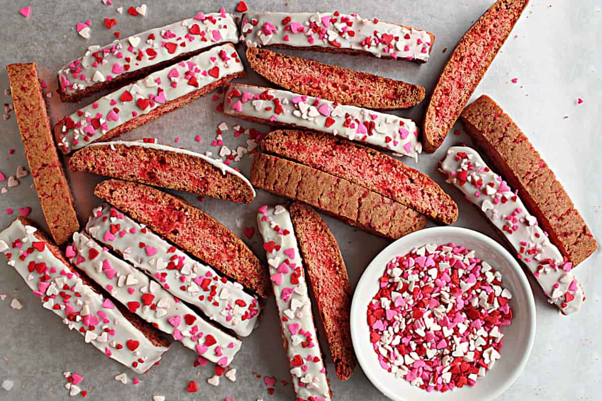 A plate of Cinnamon Red Hot Biscotti Cookies.