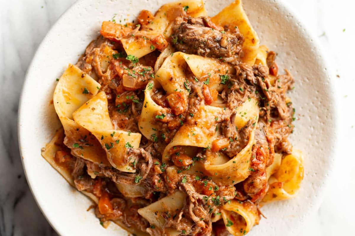 A bowl of Beef Short Rib Ragu.