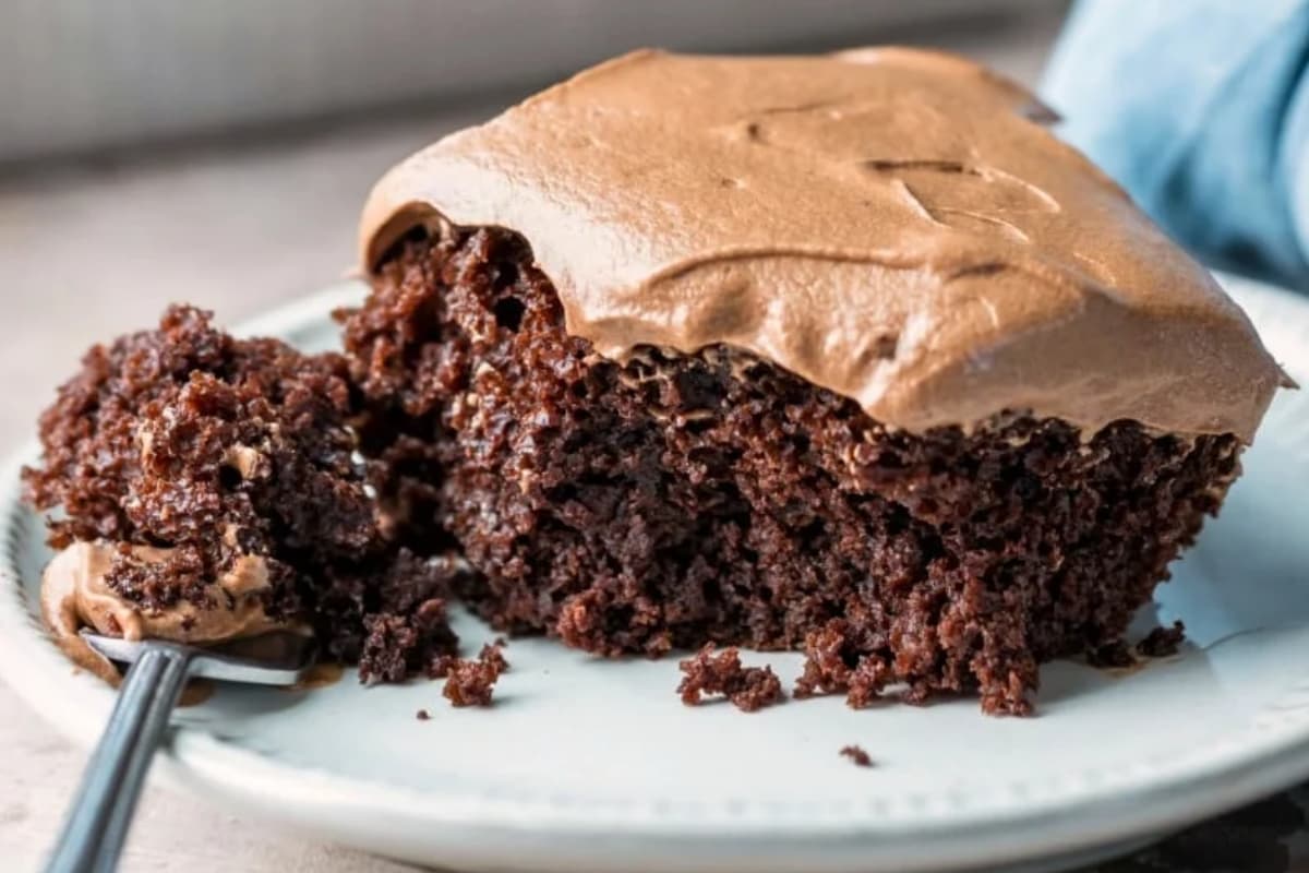 A plate of Six Minute Chocolate Cake.