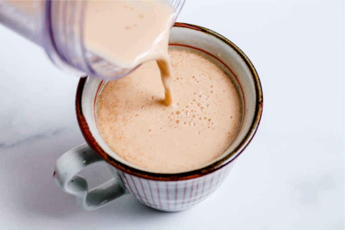A mug of Vegan Bulletproof Coffee.