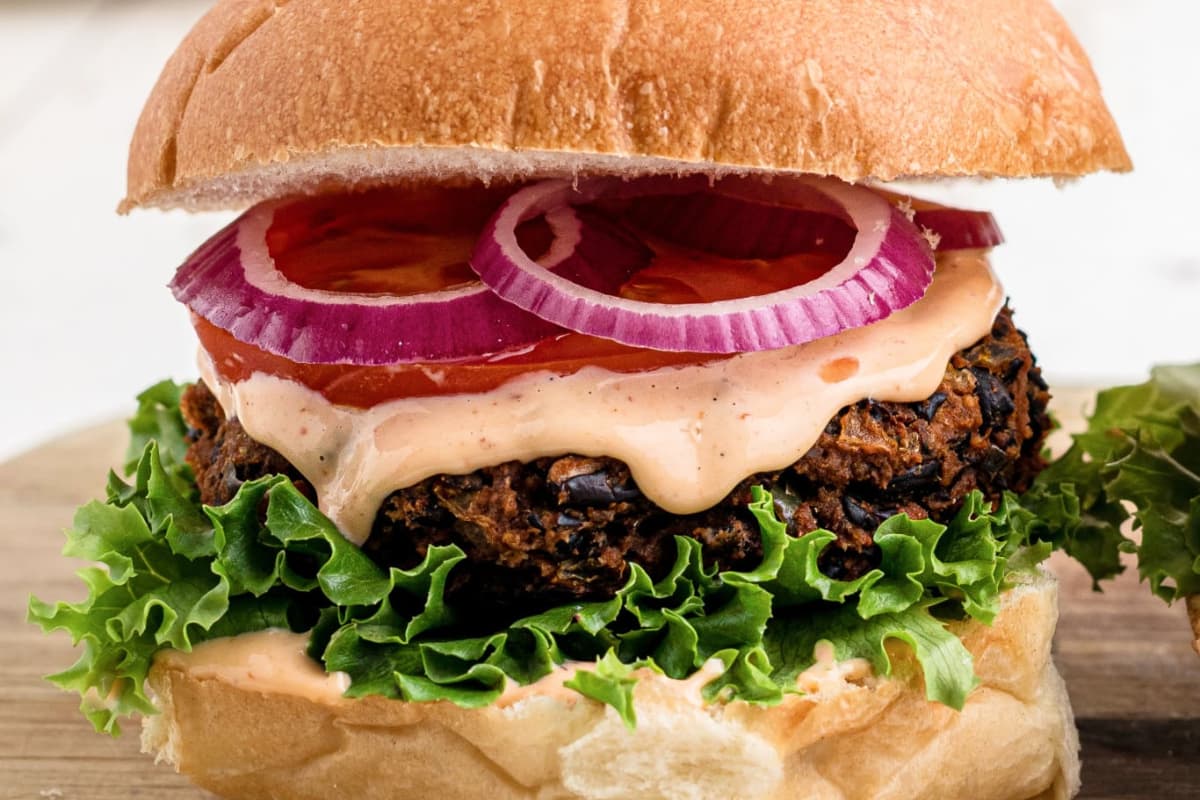 A plate of Black Bean Burgers.
