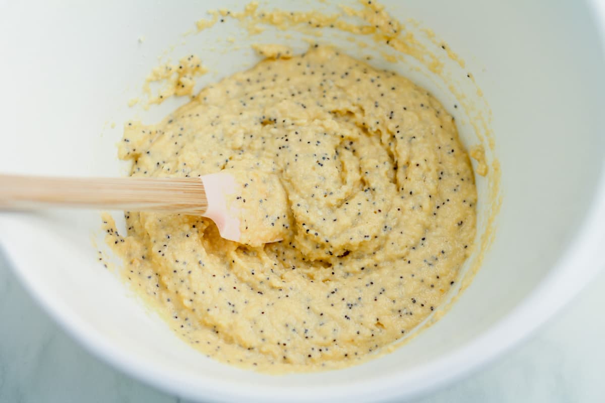 Ingredients being mixed in a bowl.